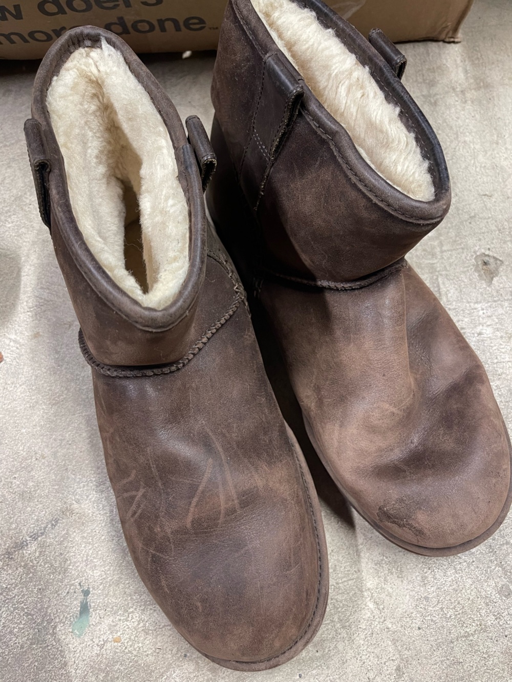 UGG Men's Brown Leather Shearling Ankle Boots